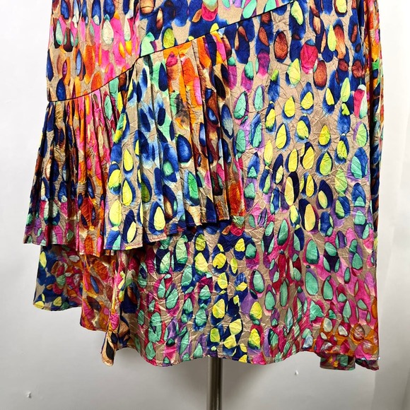 Nanette Lepore Multicolored Bright Raindrop Print A-Line Dress 8 Pink Orange - Picture 7 of 11